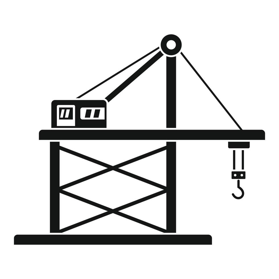 ícone do guindaste portuário, estilo simples vetor