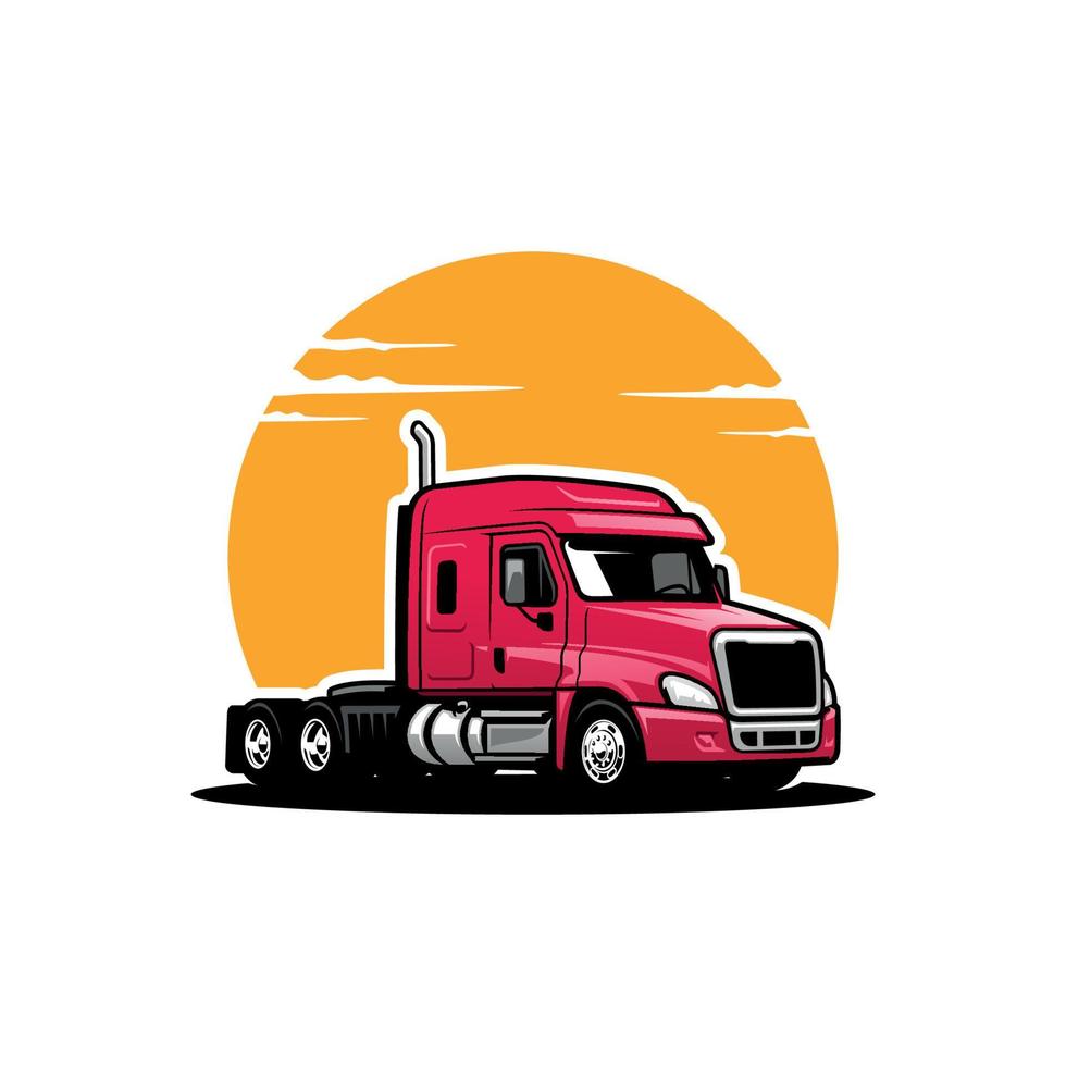 logotipo da empresa de caminhões. vetor de veículo com rodas semi caminhão 18