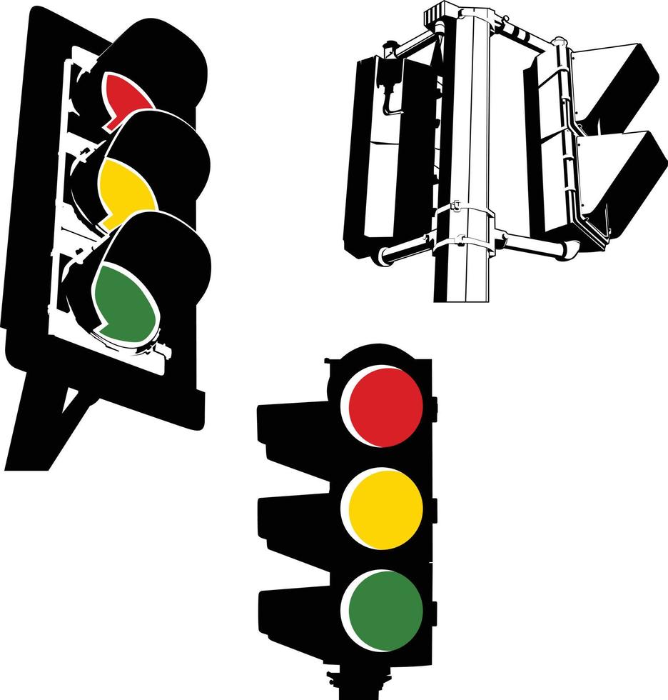 ilustração vetorial conjunto de semáforos vintage isolado no fundo branco vetor