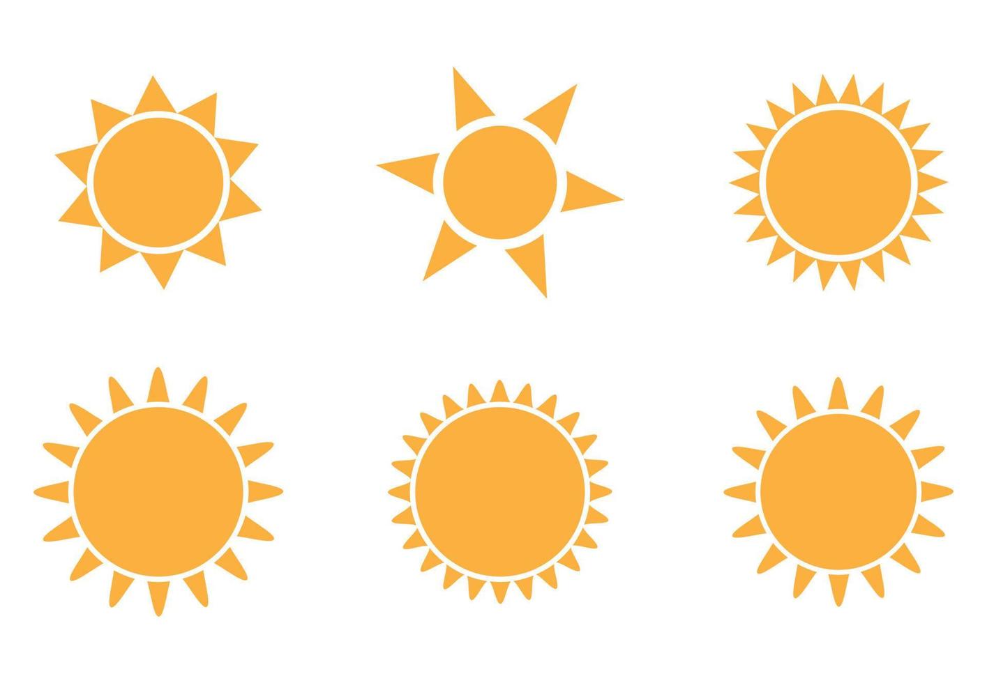 conjunto de ícones do sol, raios solares de ilustração vetorial, raios de luz brilhantes do sol amarelo vetor