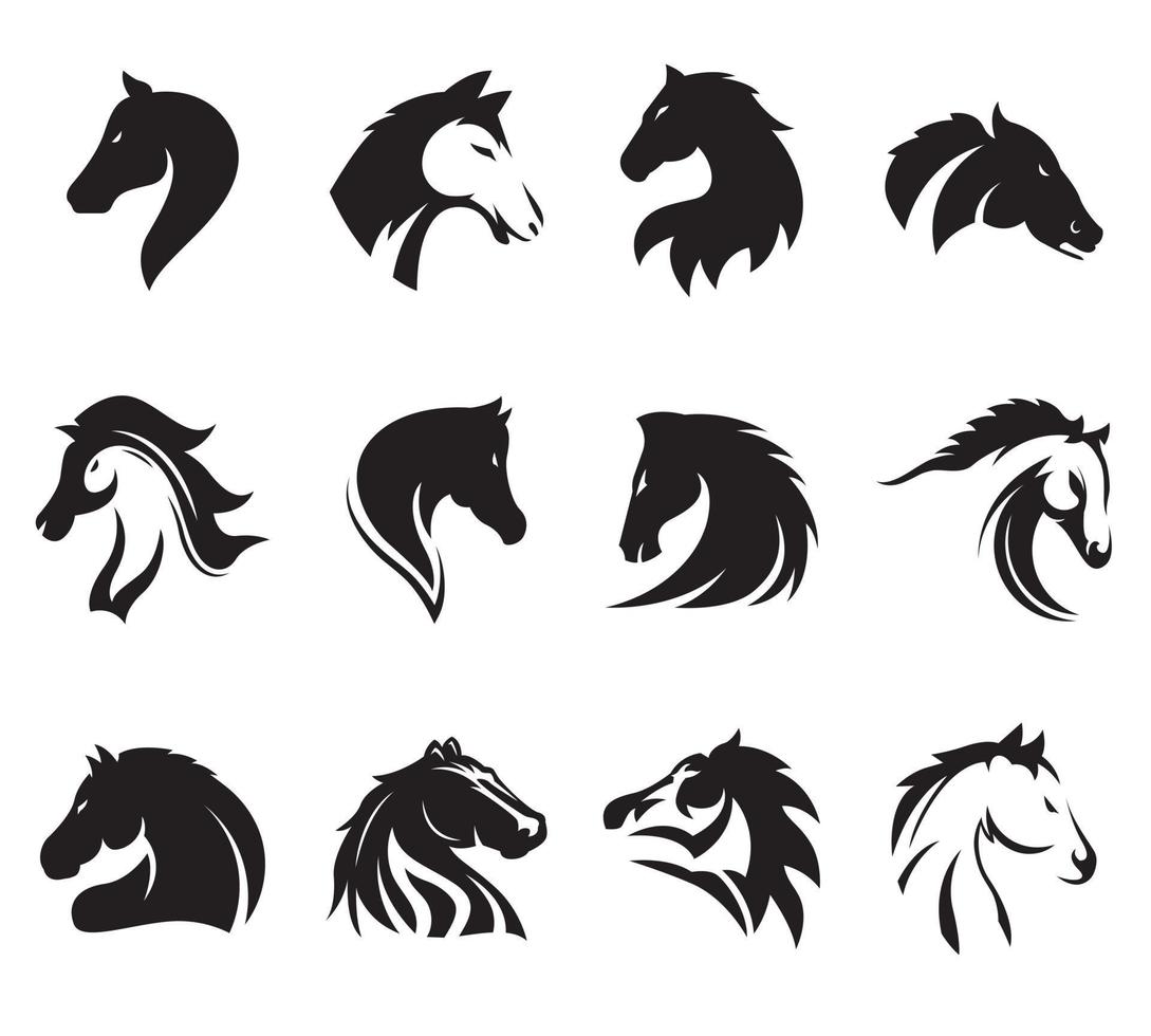coleção criativa simples de logotipos de cavalos modernos vetor
