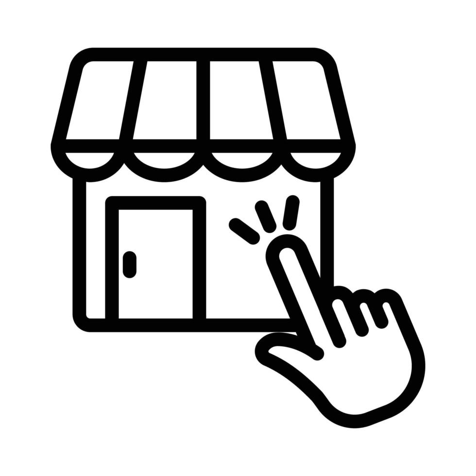 ilustração de ícone de linha de loja com toque de mão. adequado para escolher a loja. ícone relacionado ao comércio eletrônico. design de vetor simples editável. pixel perfeito em 32 x 32