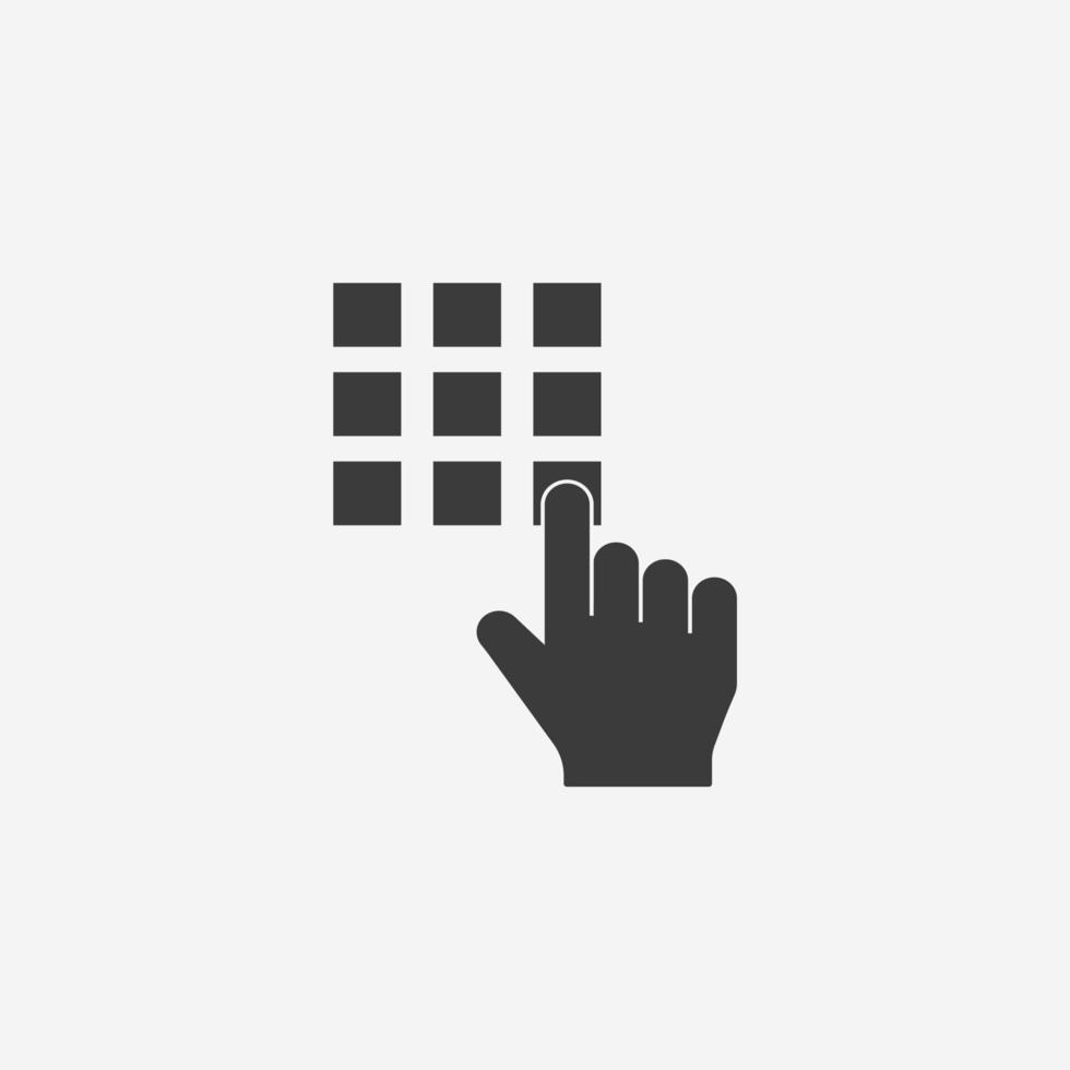 empurre o sinal de símbolo isolado do vetor de ícone de dedo de mão
