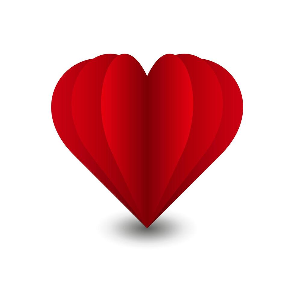 coração de papel vermelho isolado no cartão de saudações de dia dos namorados branco background.happy. ilustração vetorial de amor vetor