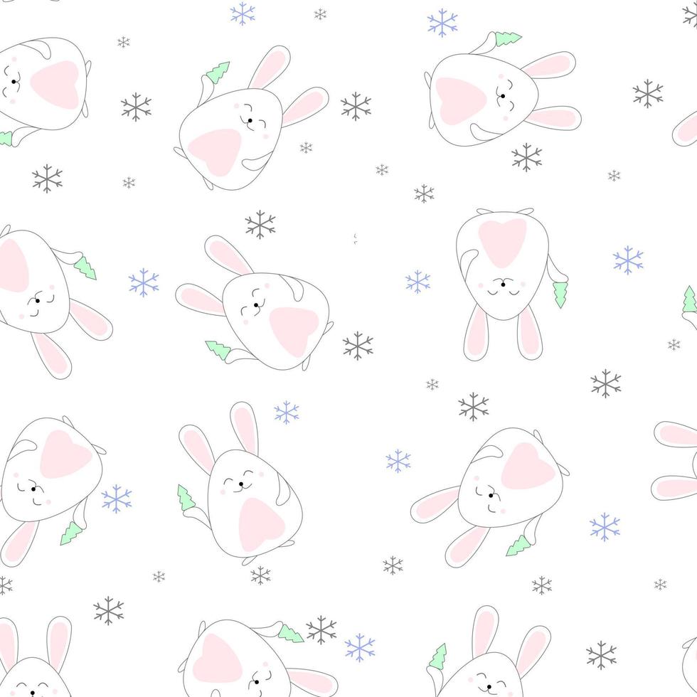 bonito padrão sem emenda com o símbolo rabbits.the do ano novo chinês. papel de embrulho, saudações de inverno, plano de fundo da página da web, cartões de natal e ano novo vetor