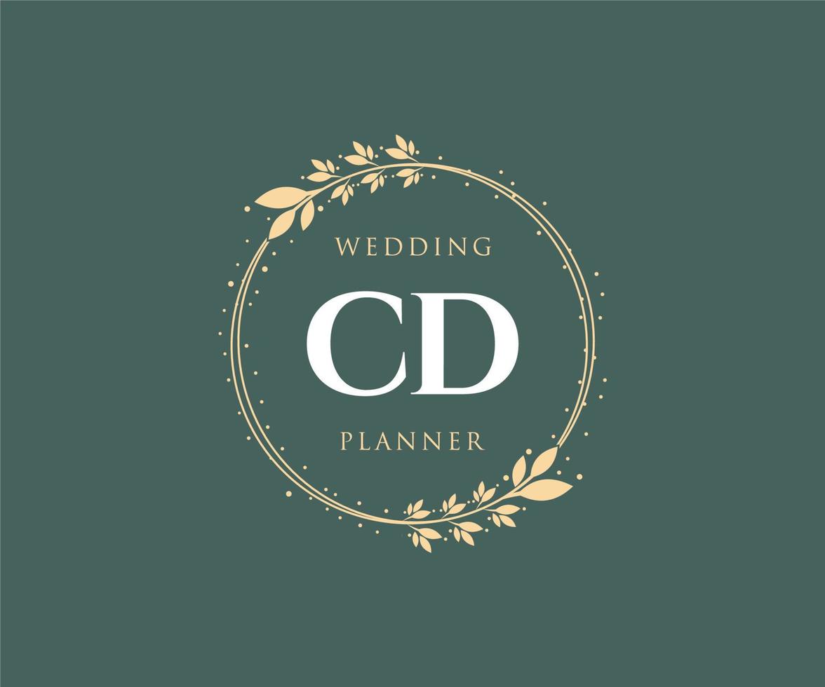 coleção de logotipos de monograma de casamento de carta inicial de cd, modelos modernos minimalistas e florais desenhados à mão para cartões de convite, salve a data, identidade elegante para restaurante, boutique, café em vetor