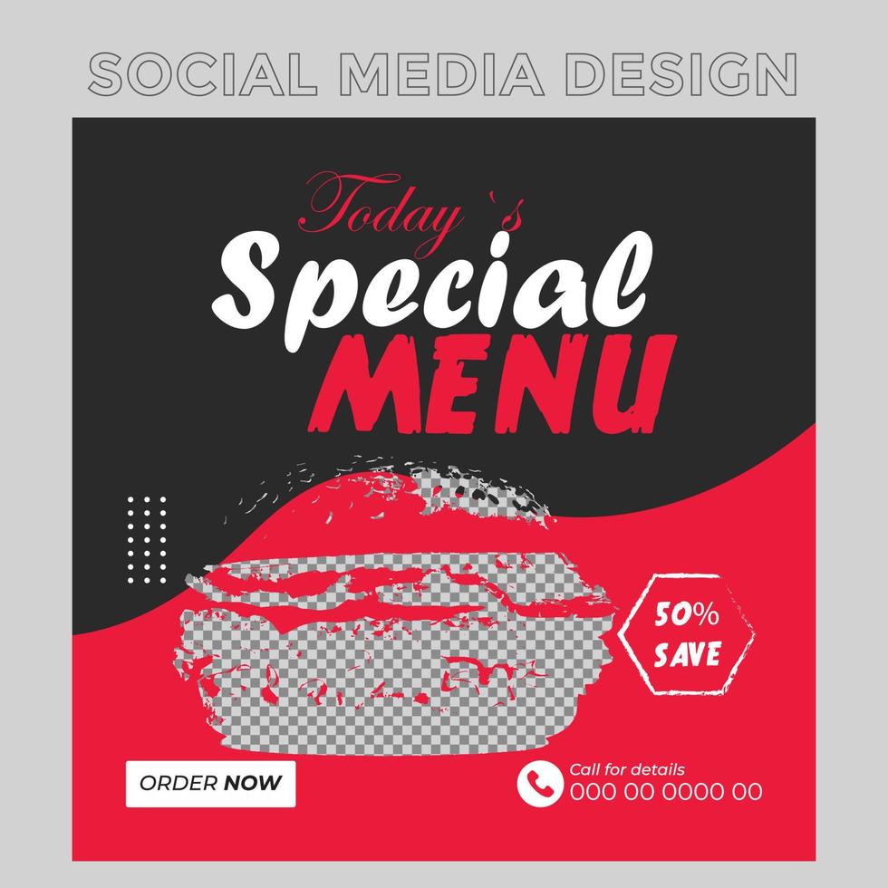 modelo de banner de postagem de mídia social de comida especial vetor