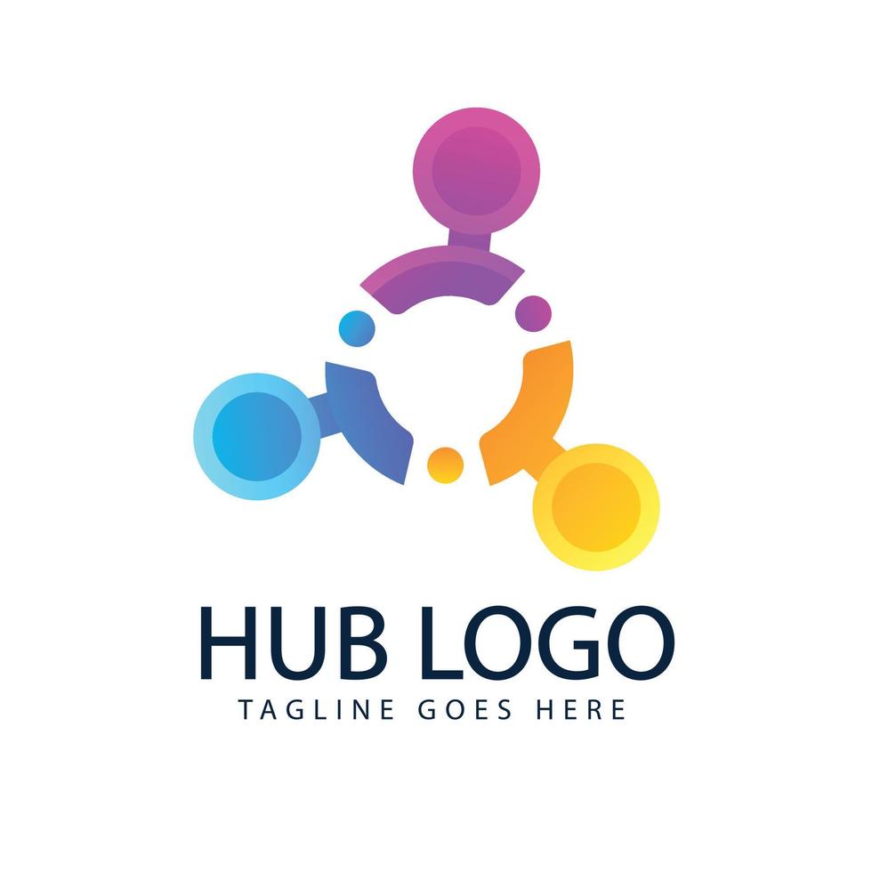 vetor de modelo de design de logotipo de hub plano
