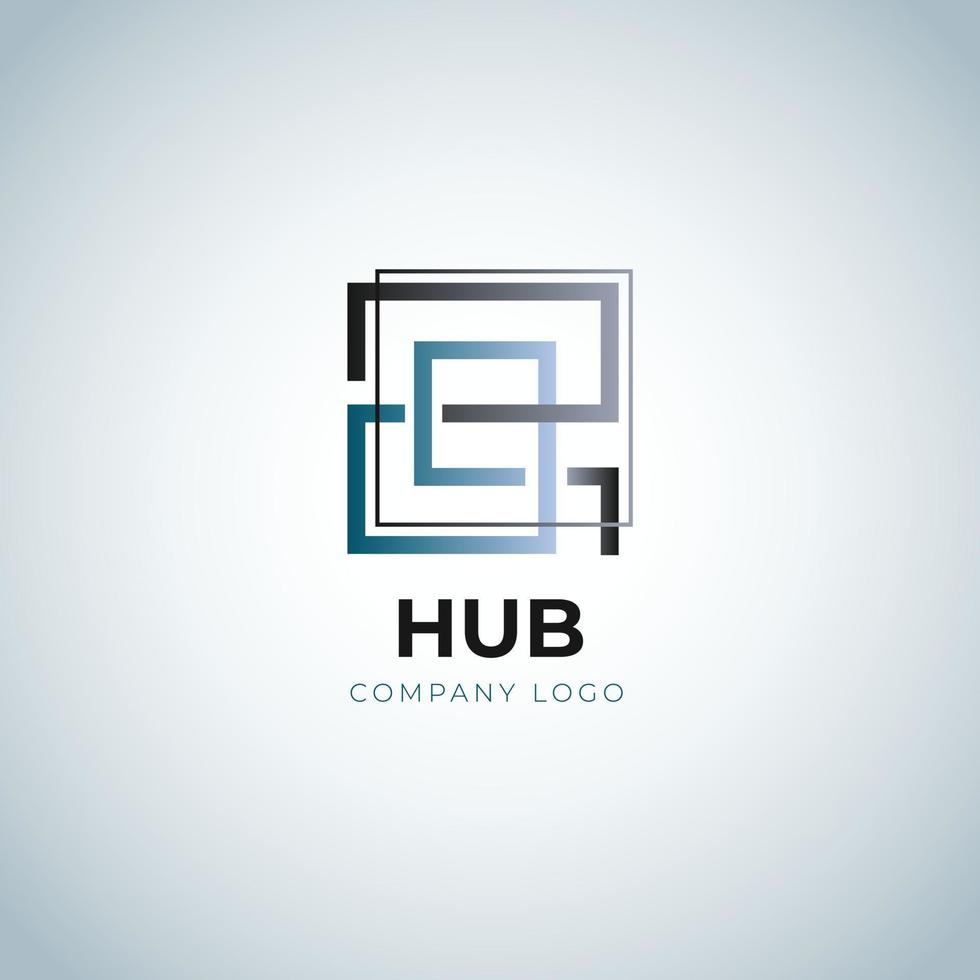 vetor de modelo de design de logotipo de hub plano