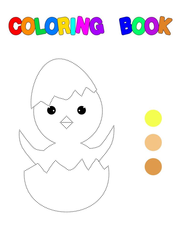 livro para colorir com uma página de .coloração de frango para jogos kids.educational para crianças pré-escolares. planilha vetor