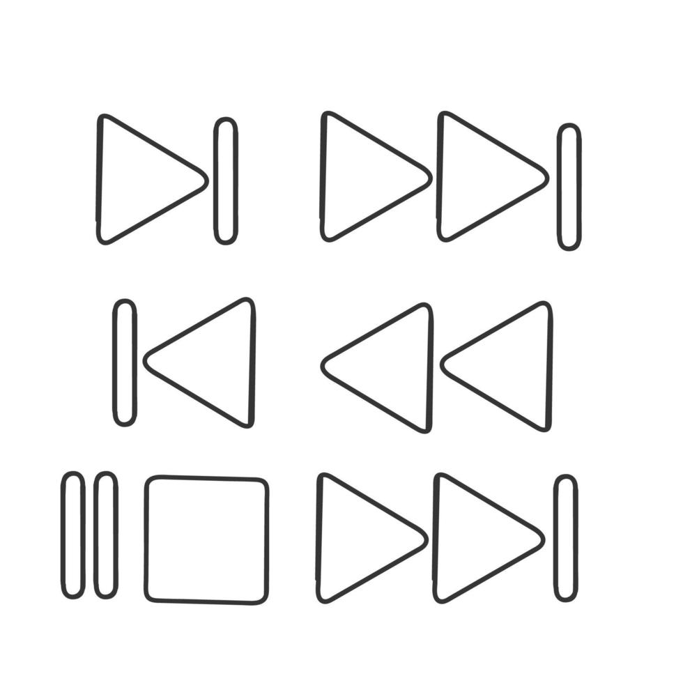 coleção de ícones de reprodução de vídeo de rabiscos desenhados à mão vetor