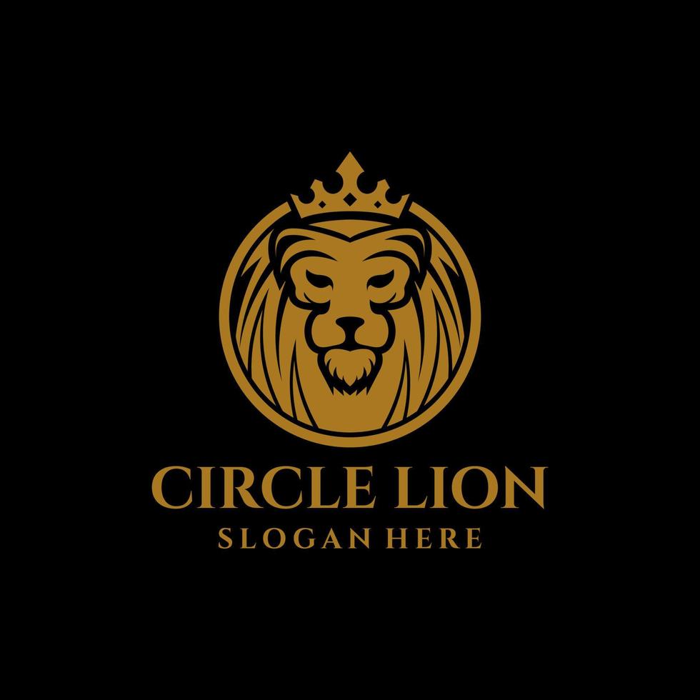 modelo de ilustração de design de logotipo de vetor de coroa de rei leão do círculo real