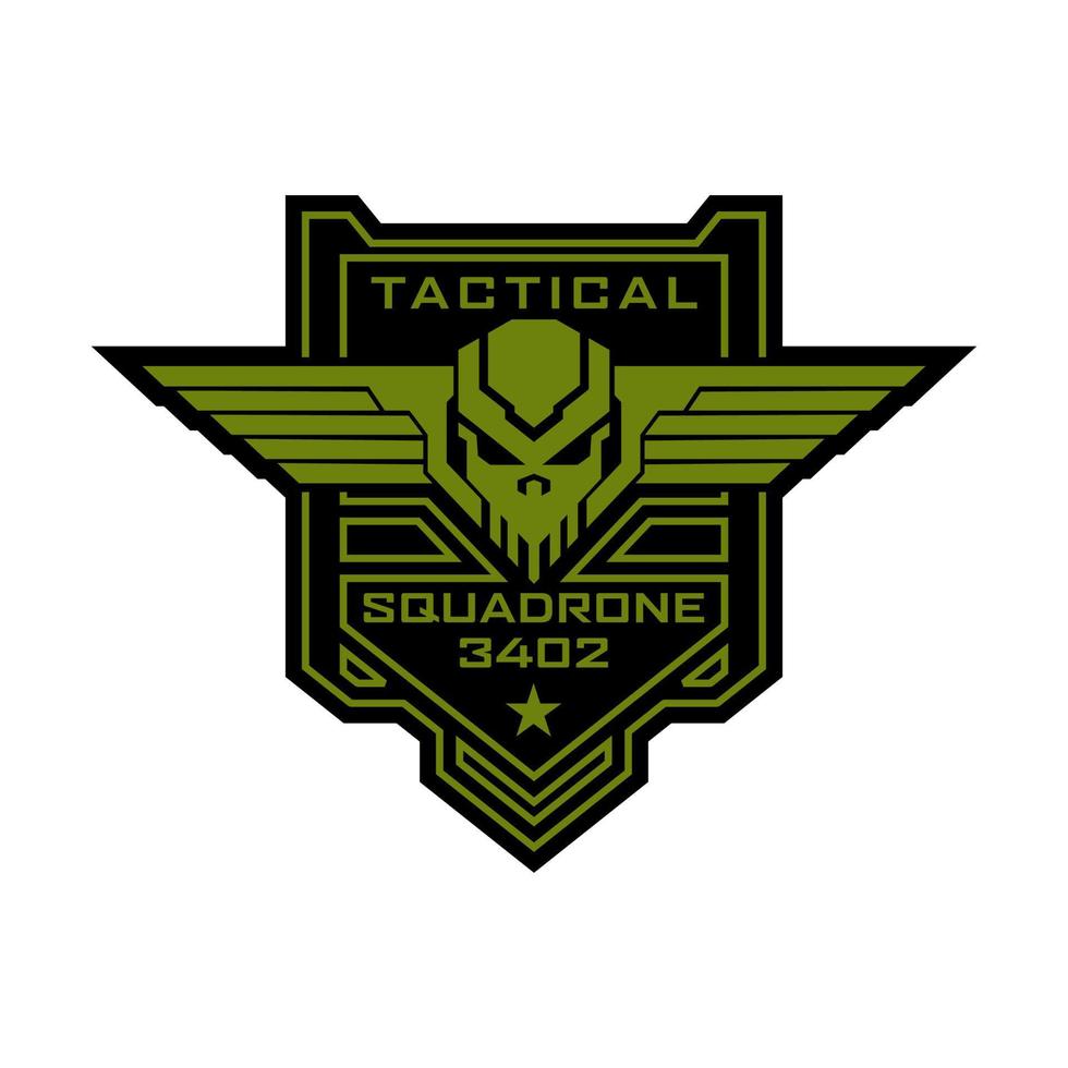 design tático de logotipo de esquadrão de crânio militar vetor