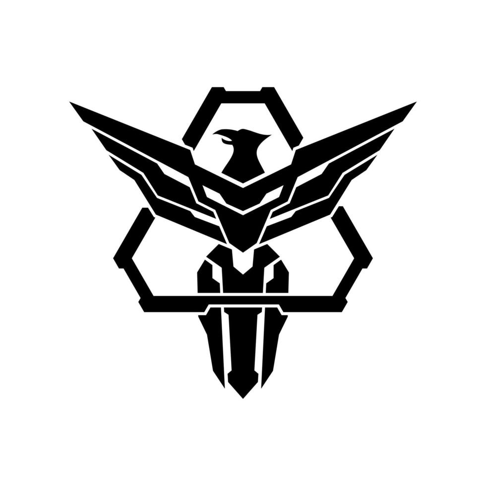modelo de design de logotipo de distintivo de triângulo de emblema militar de águia vetor