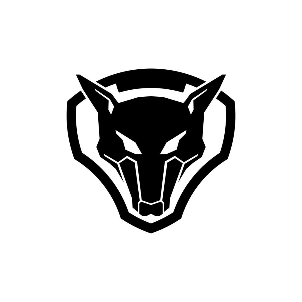 design de logotipo de escudo de lobo vetor
