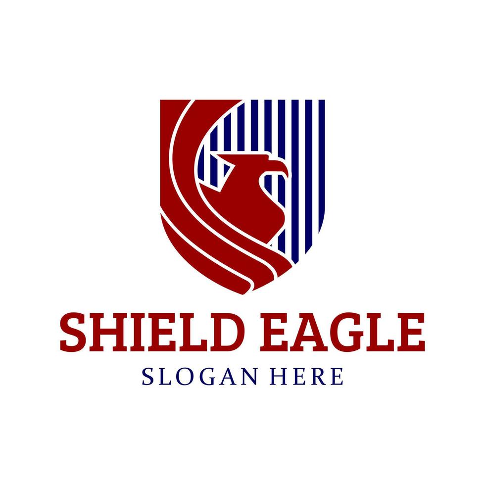 modelo de ilustração de design de logotipo de vetor de águia de escudo