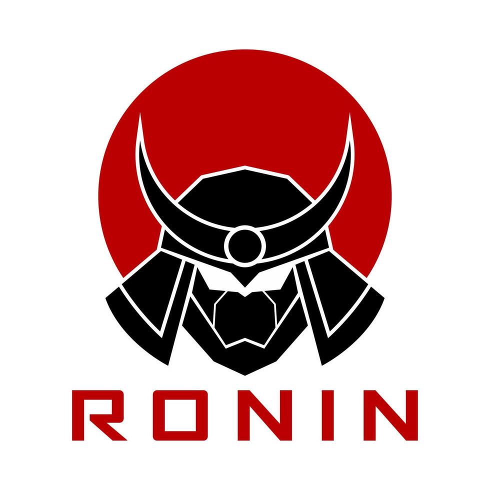 ícone de design de logotipo de círculo samurai ronin vetor