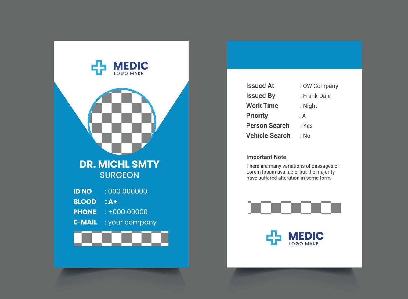 design de cartão de identificação de médico vetor