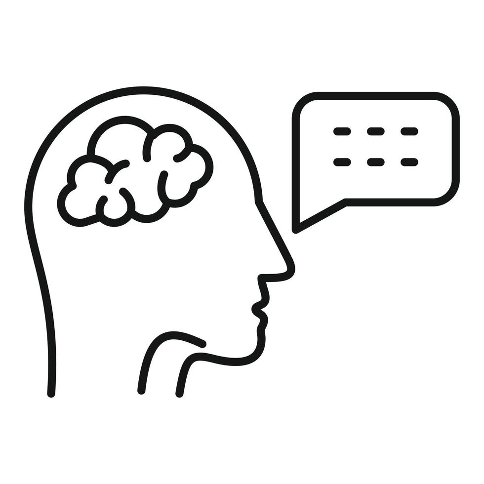 ícone do fonoaudiólogo cerebral, estilo de estrutura de tópicos vetor