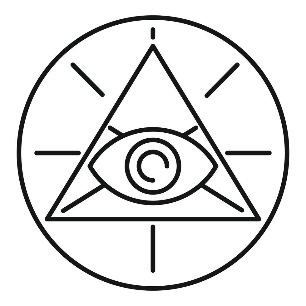 ícone de olho de pirâmide oculta, estilo de contorno vetor