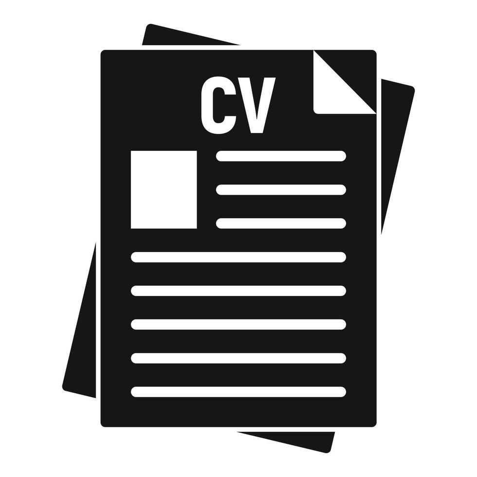 ícone de papéis cv, estilo simples vetor