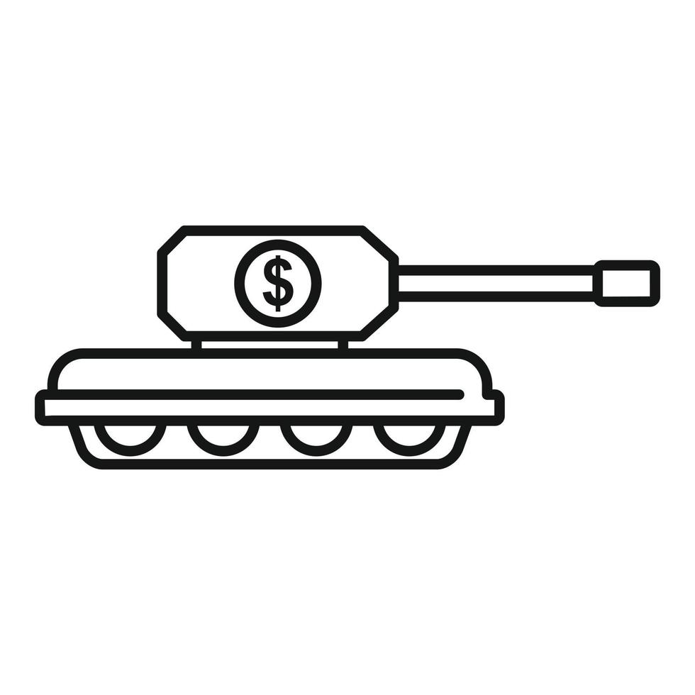 ícone do tanque dos eua da guerra comercial, estilo do contorno vetor