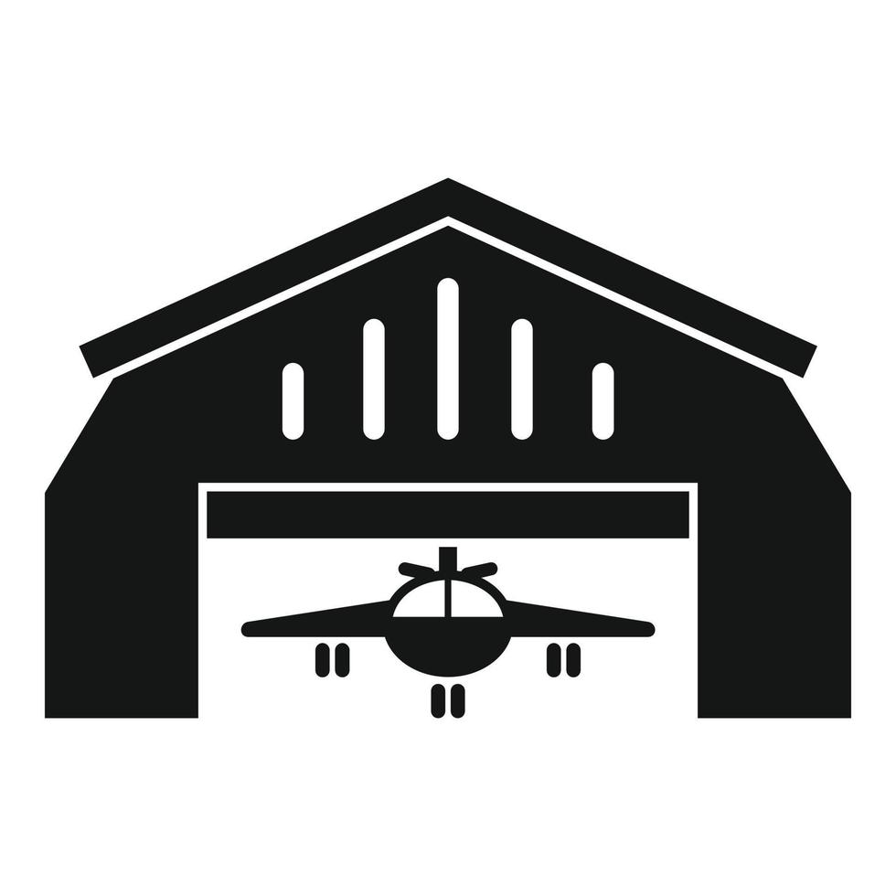ícone do hangar do aeródromo, estilo simples vetor