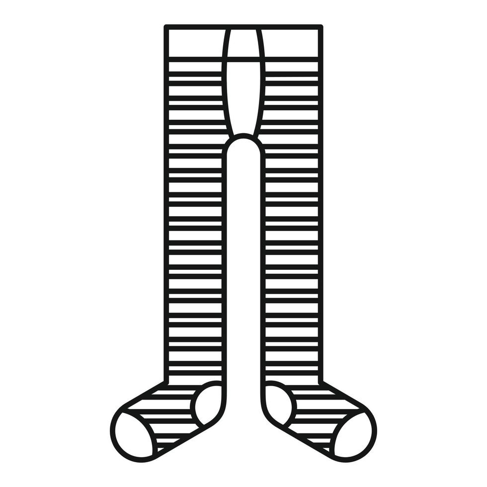 ícone de meia-calça listrada, estilo de estrutura de tópicos vetor