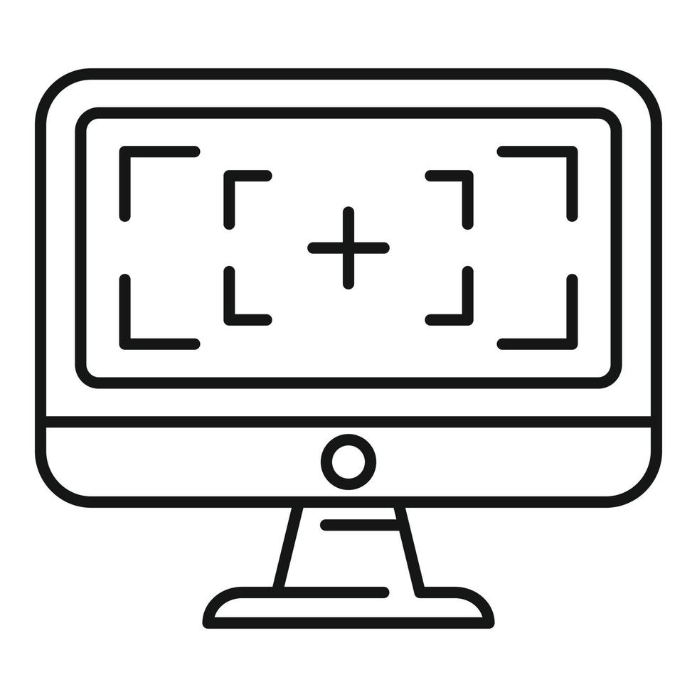 ícone de gravação de tela de computador, estilo de estrutura de tópicos vetor