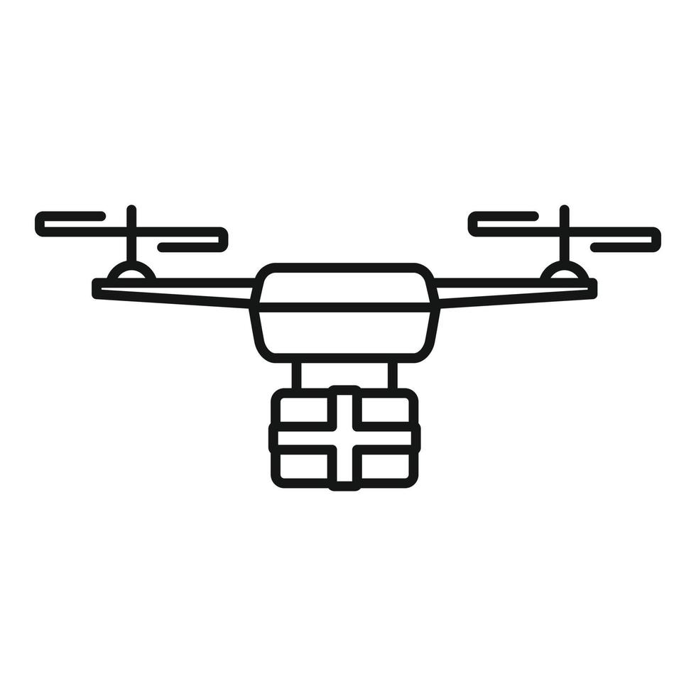 ícone de entrega de drone postal, estilo de estrutura de tópicos vetor