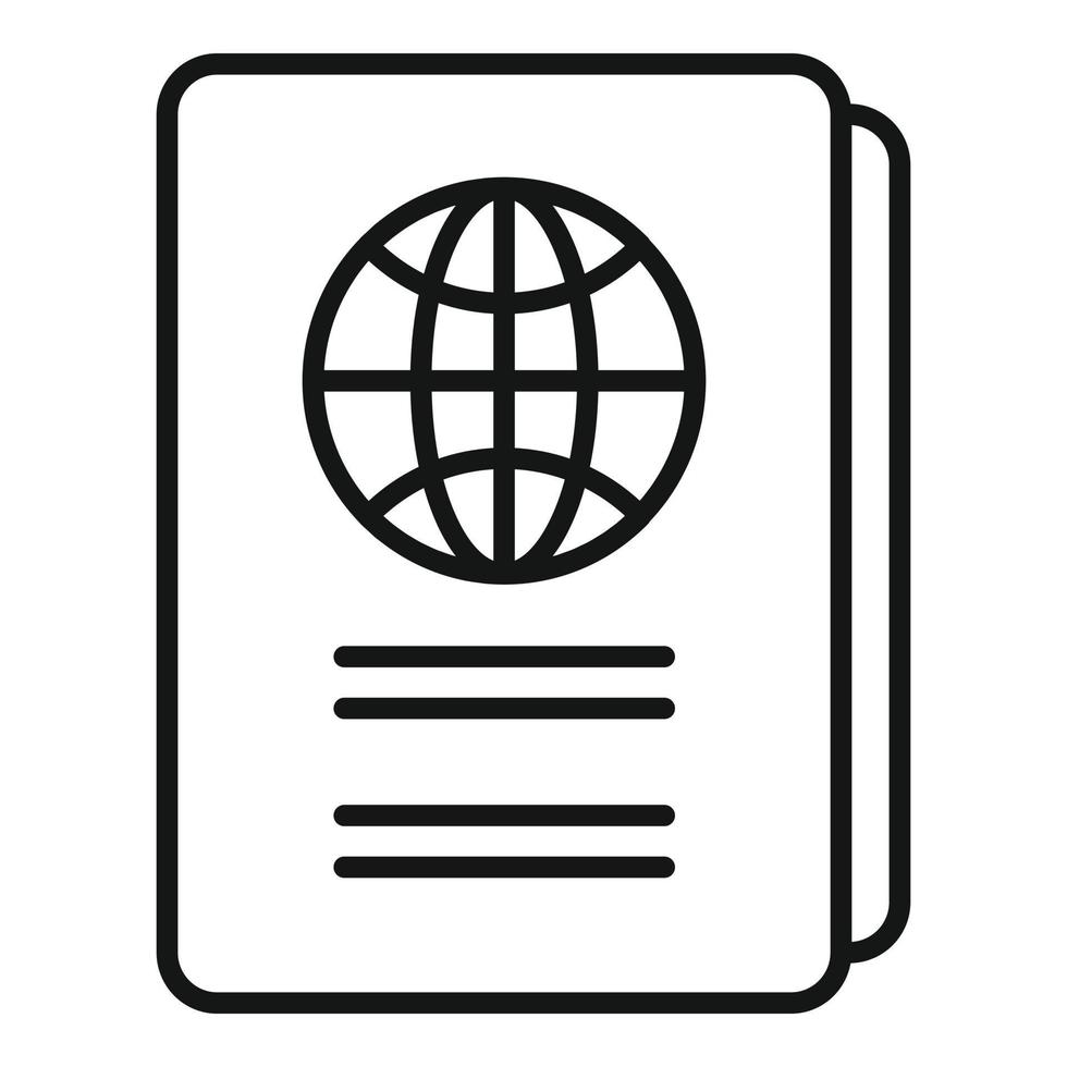 ícone de passaporte internacional, estilo de estrutura de tópicos vetor