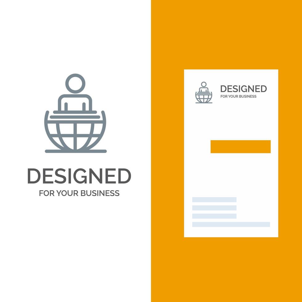 design de logotipo cinza moderno internacional de negócios de processo global e modelo de cartão de visita vetor