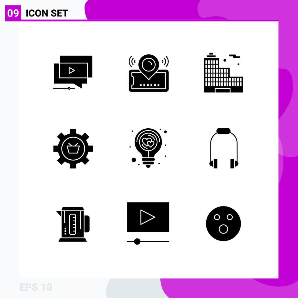 9 ícones criativos sinais modernos e símbolos de elementos de design de vetores editáveis de escritório de configuração de ingressos