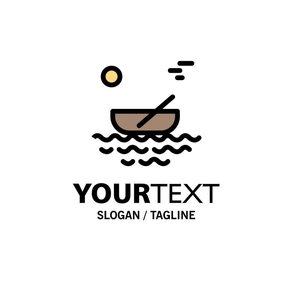barco canoas caiaque transporte fluvial modelo de logotipo de negócios cor lisa vetor
