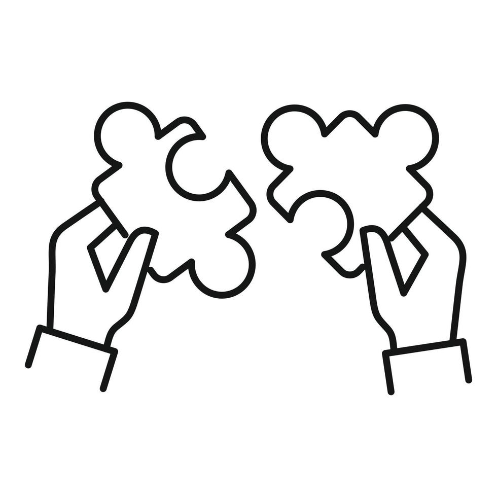 ícone de cooperação de quebra-cabeça, estilo de estrutura de tópicos vetor