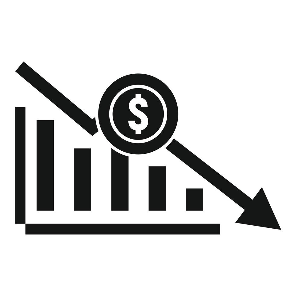 ícone de gráfico falido, estilo simples vetor