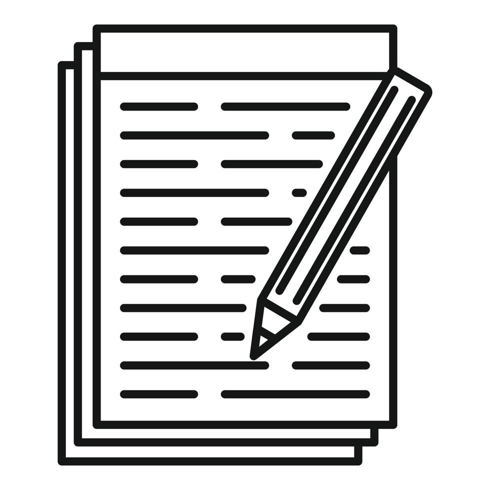ícone de caderno de papel de caneta, estilo de estrutura de tópicos vetor