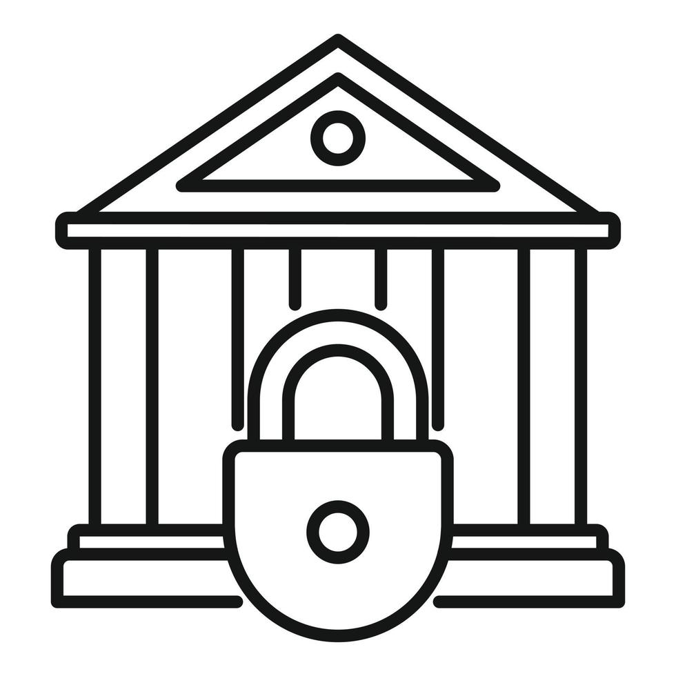 ícone de banco fechado, estilo de estrutura de tópicos vetor