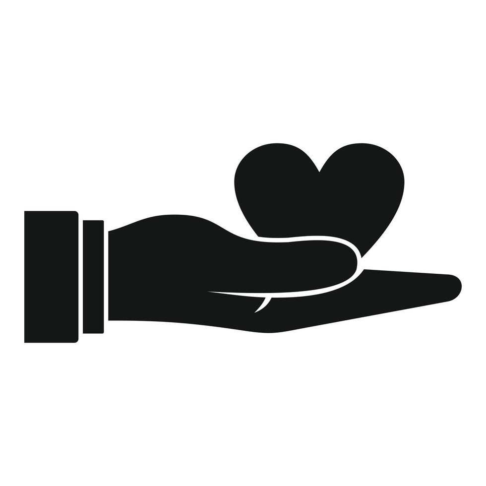 ícone de mão de coração de doação, estilo simples vetor