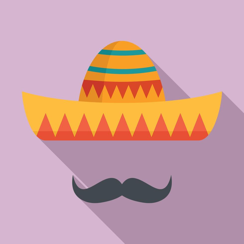 ícone de sombrero e bigode, estilo simples vetor