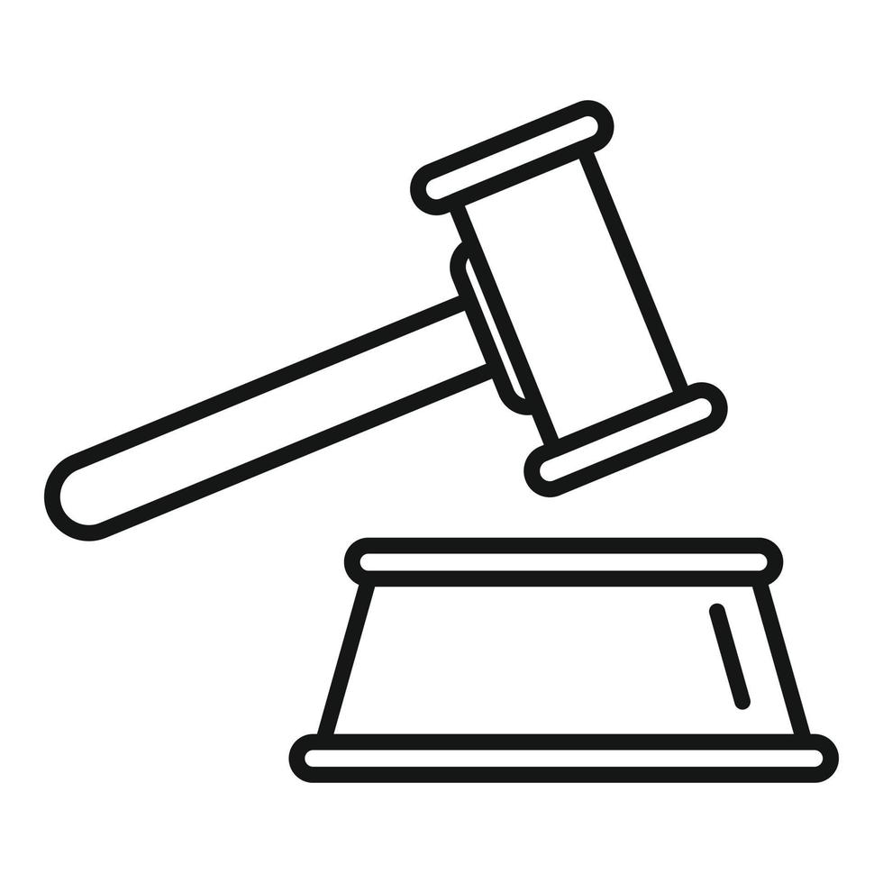 ícone de martelo de juiz, estilo de estrutura de tópicos vetor