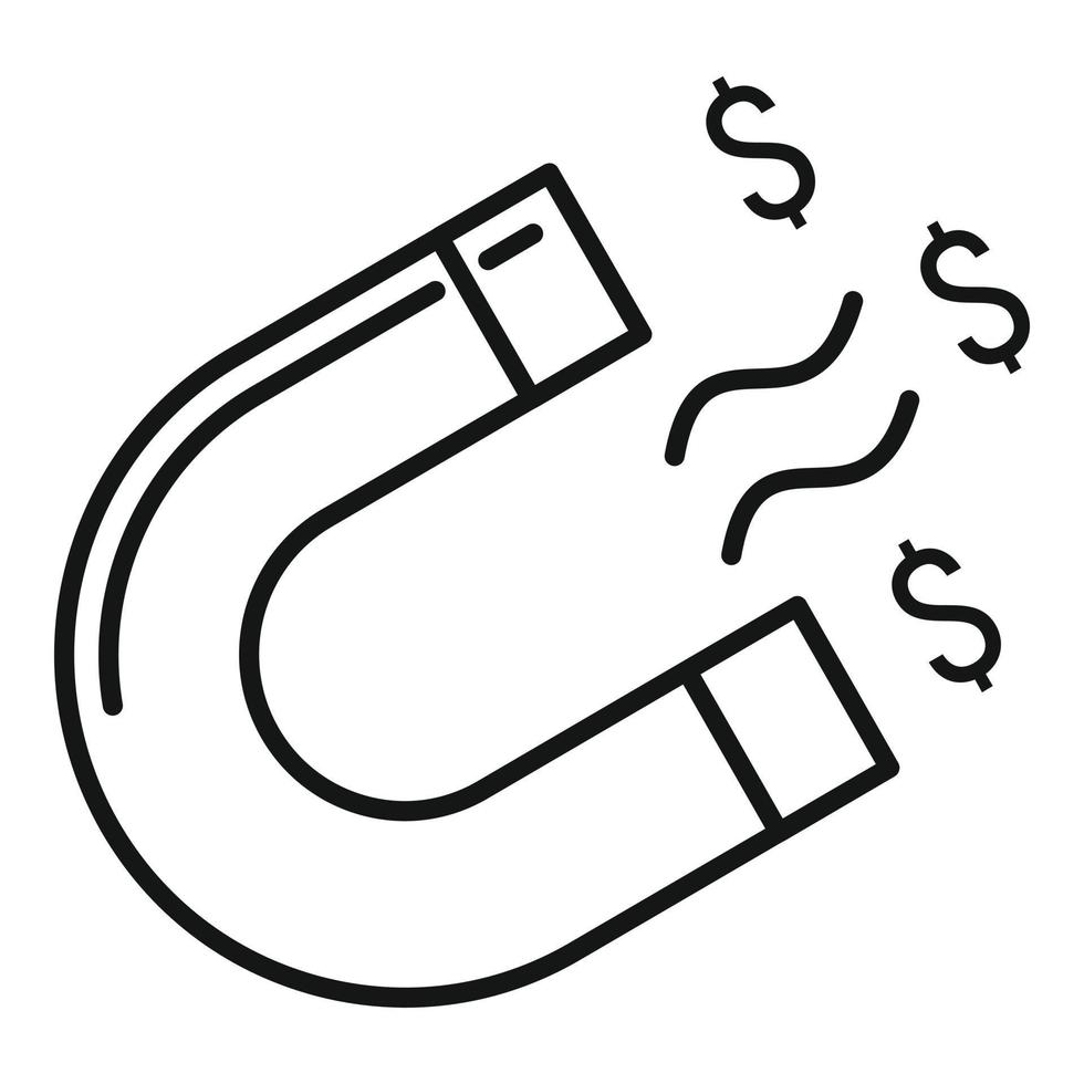 ícone de ímã de dinheiro de inicialização, estilo de estrutura de tópicos vetor