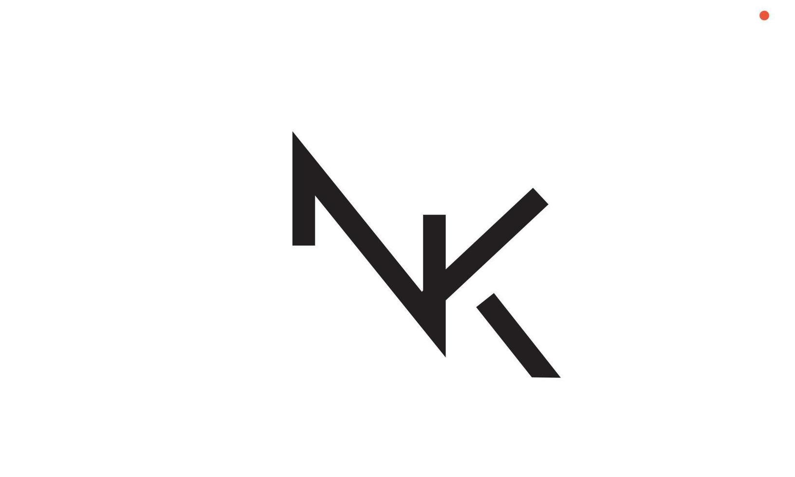 letras do alfabeto iniciais monograma logotipo nk, kn, n e k vetor