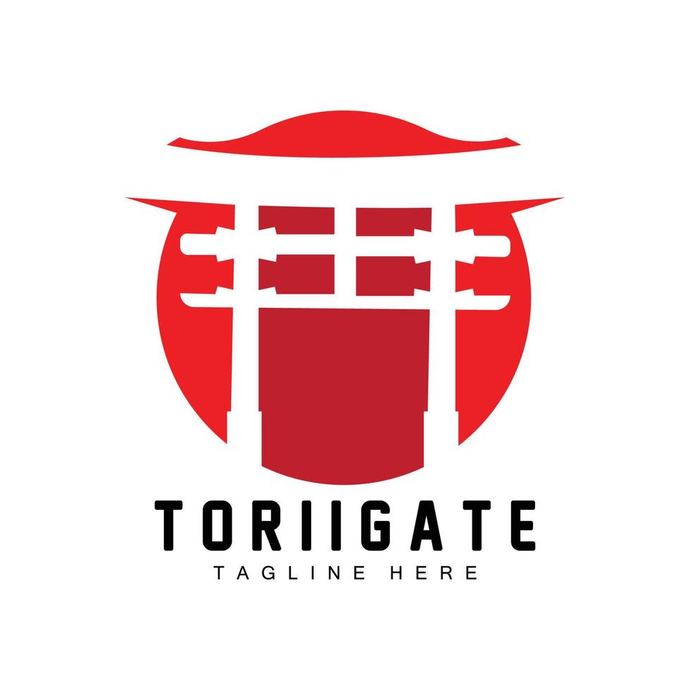 logotipo do portão torii, vetor de ícone do portão da história japonesa, ilustração chinesa, modelo de marca da empresa de design de madeira