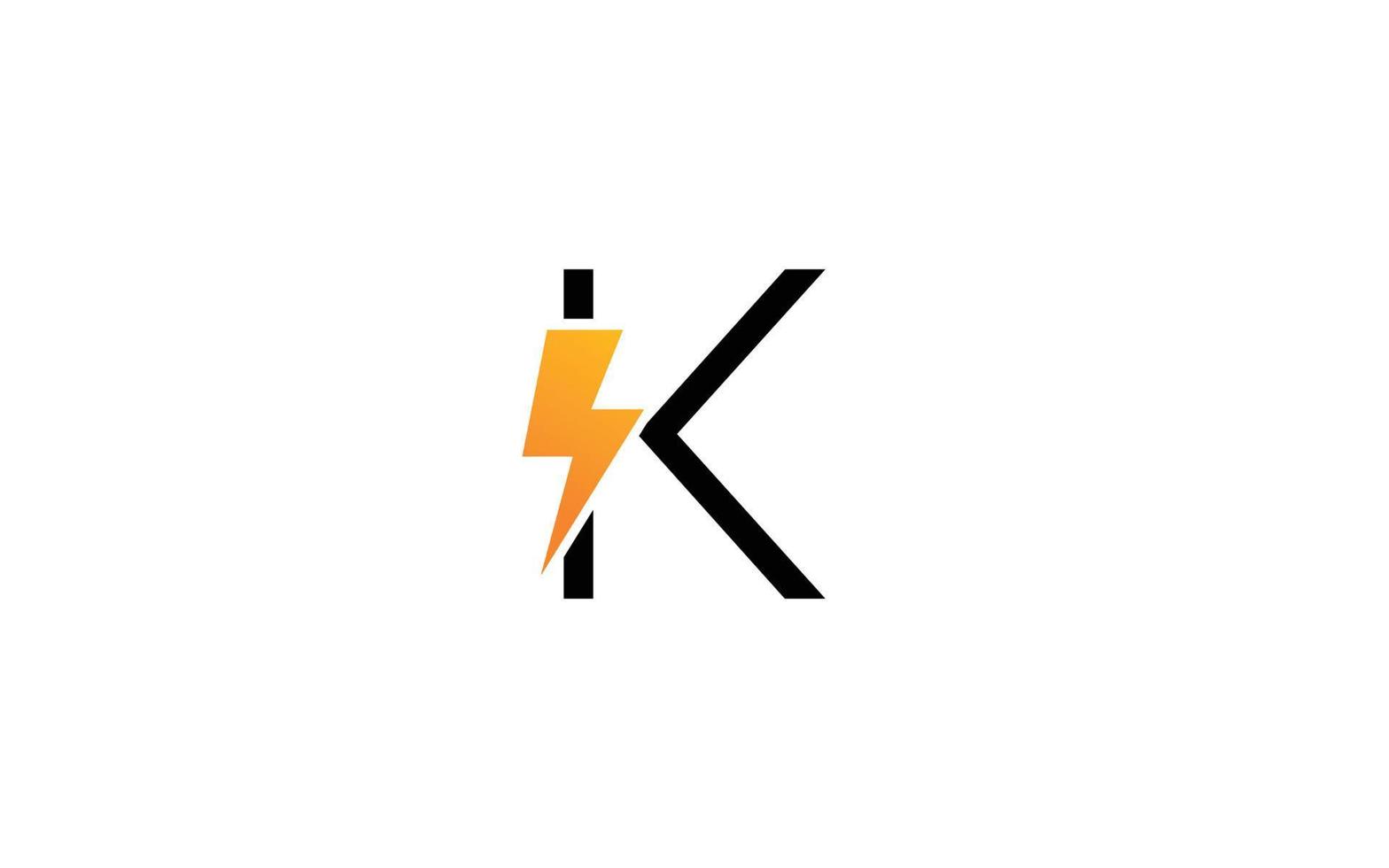 vetor de energia do logotipo k para empresa de identidade. ilustração vetorial de modelo volt de letra inicial para sua marca.