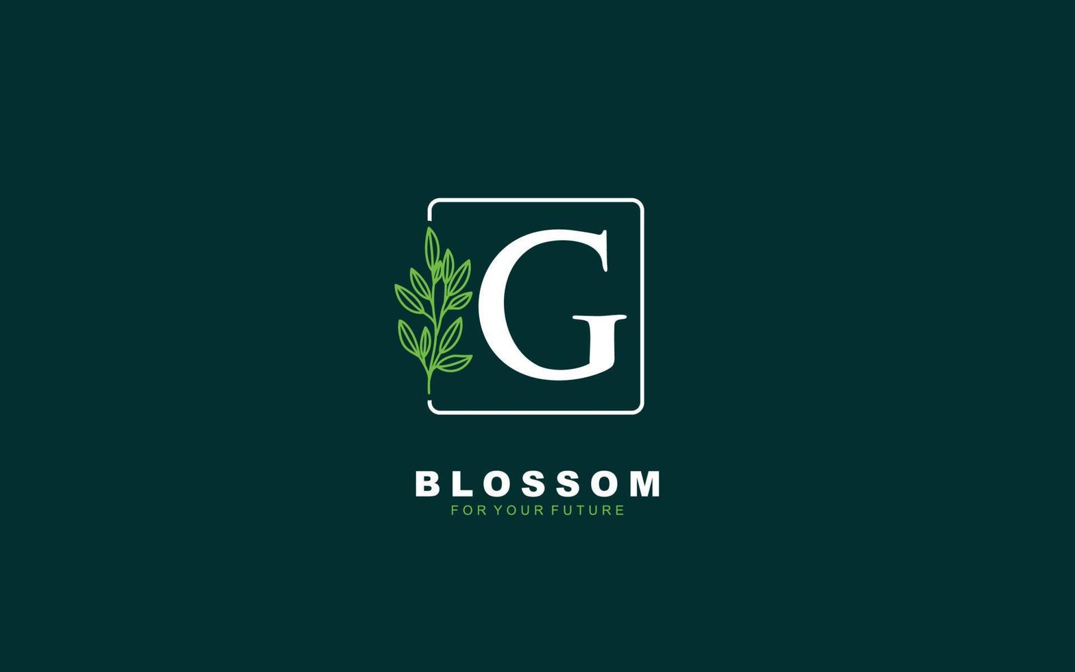 vetor floral do logotipo g para empresa de identidade. ilustração vetorial de modelo de natureza de letra inicial para sua marca.