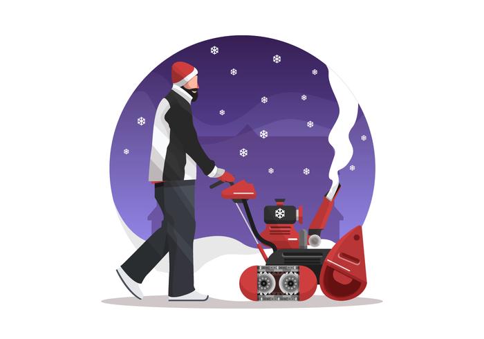 Homem com uma ilustração do ventilador de neve Vector