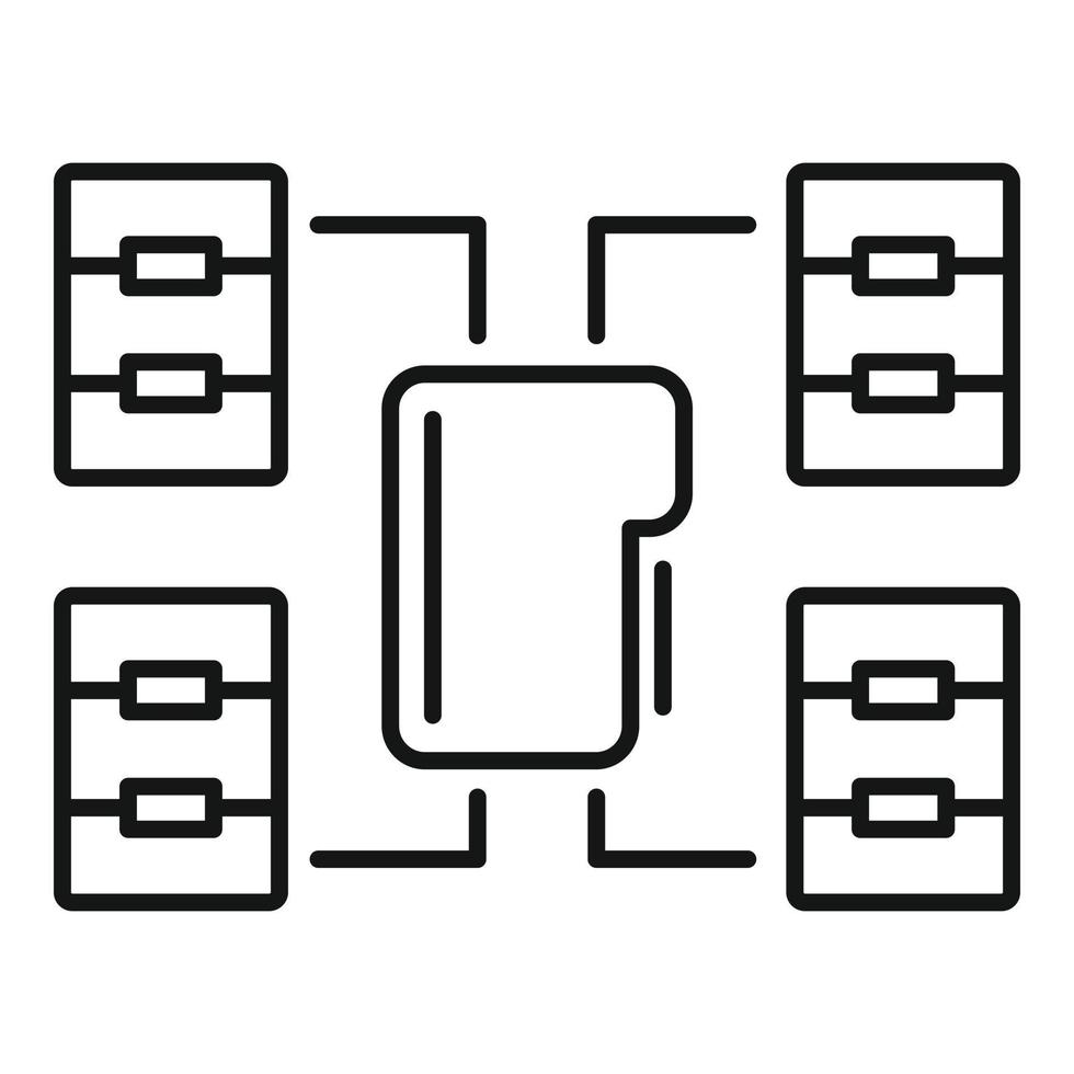 ícone de acesso à rede da pasta de arquivos, estilo de estrutura de tópicos vetor