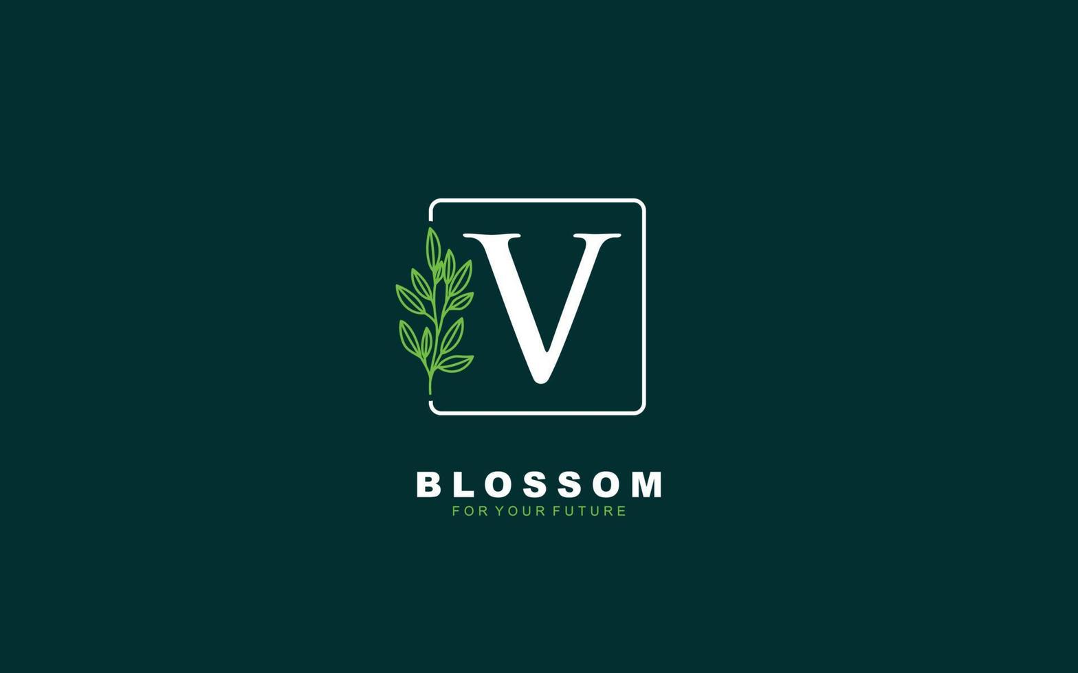 v vetor floral de logotipo para empresa de identidade. ilustração vetorial de modelo de natureza de letra inicial para sua marca.