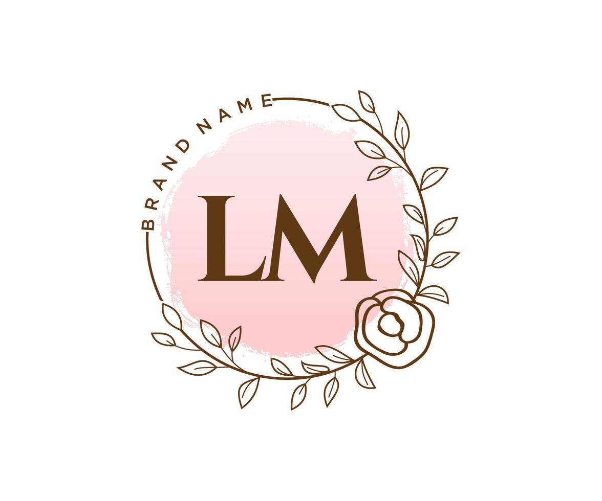 logotipo feminino inicial do lm. utilizável para logotipos de natureza, salão, spa, cosméticos e beleza. elemento de modelo de design de logotipo de vetor plana.